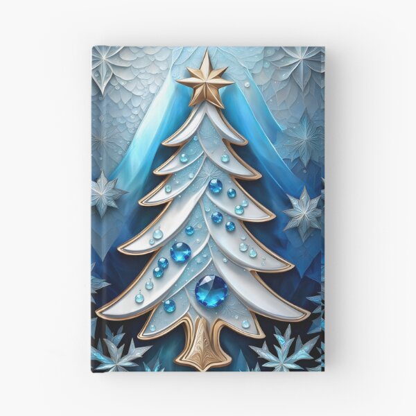 Item preview, SEASONS GREETING CHRISTMAS TREE Blue Sapphire Stained Glass Bejeweled Art Print on Demand ~Winter Wonderland Party Decoration~Birthday Gift~Favor designed and sold by Spinning Plates 360.