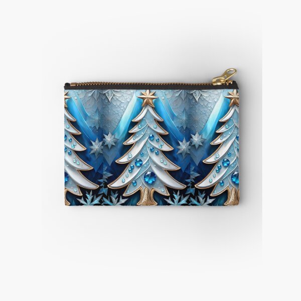 Item preview, SEASONS GREETING CHRISTMAS TREE Blue Sapphire Stained Glass Bejeweled Art Print on Demand ~Winter Wonderland Party Decoration~Birthday Gift~Favor designed and sold by Spinning Plates 360.
