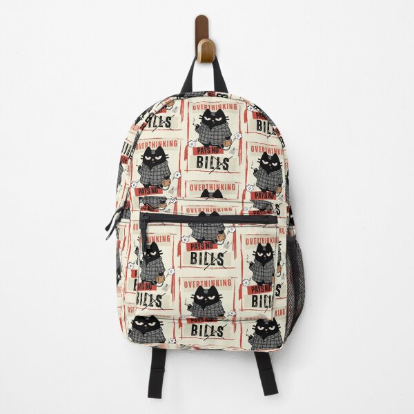 Item preview, Overthinking Pays No Bills Grunge Streetwear Cat Black Scowl designed and sold by IAPICTURE.