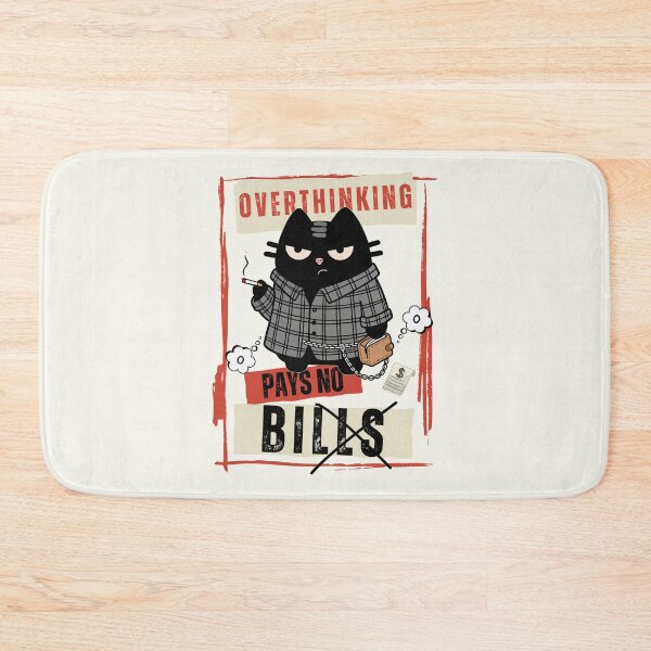 Item preview, Overthinking Pays No Bills  Grunge Streetwear Cat  Black Scowl designed and sold by IAPICTURE.
