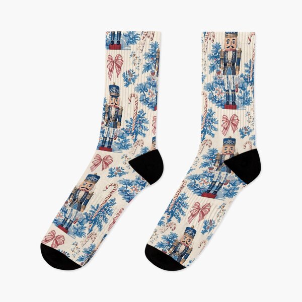Item preview, Crimson & Cobalt Nutcracker Chinoiserie Christmas Toile designed and sold by TheChinoiserie.