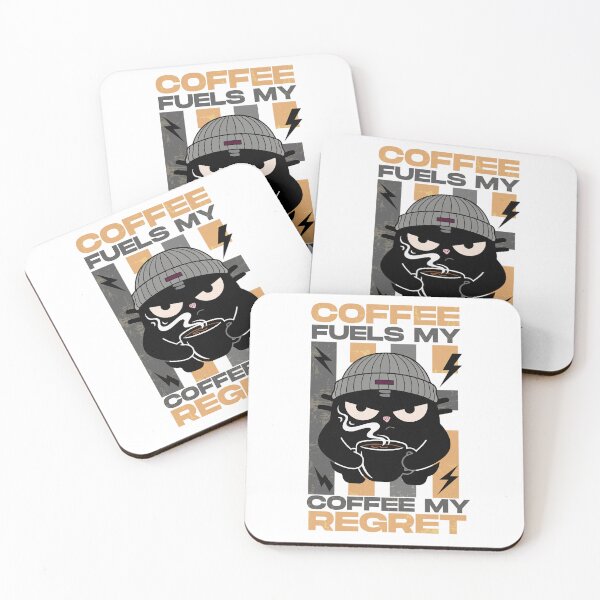 Item preview, Coffee Fuels My Regret  Caffeine Anxiety & Hipster Cat  Black Scowl designed and sold by IAPICTURE.