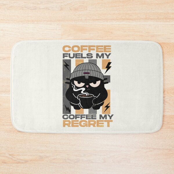 Item preview, Coffee Fuels My Regret  Caffeine Anxiety & Hipster Cat  Black Scowl designed and sold by IAPICTURE.