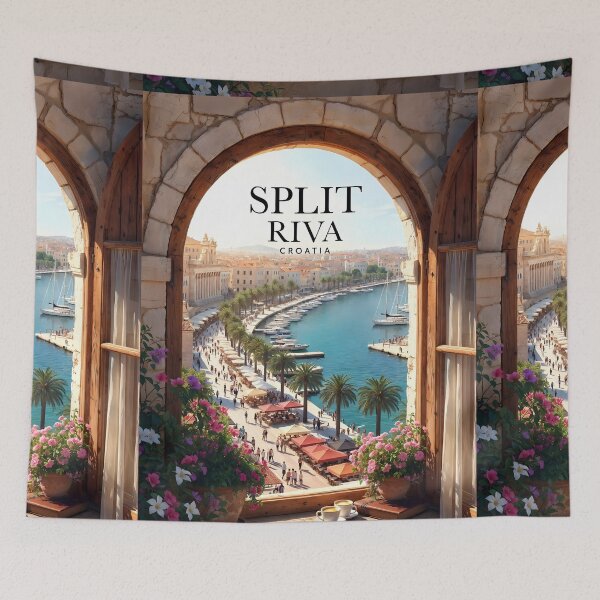 Item preview, Copy of Ai image of Split Riva Promenade Window View - Diocletian’s Palace Premium Travel Poster Art Print designed and sold by TrendSh0p.