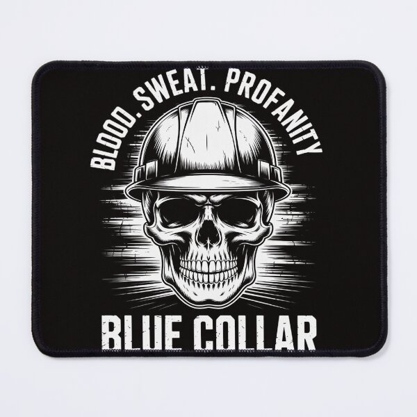 Item preview, Blood Sweat Profanity Construction Worker Skull Blue Collar designed and sold by silladive.