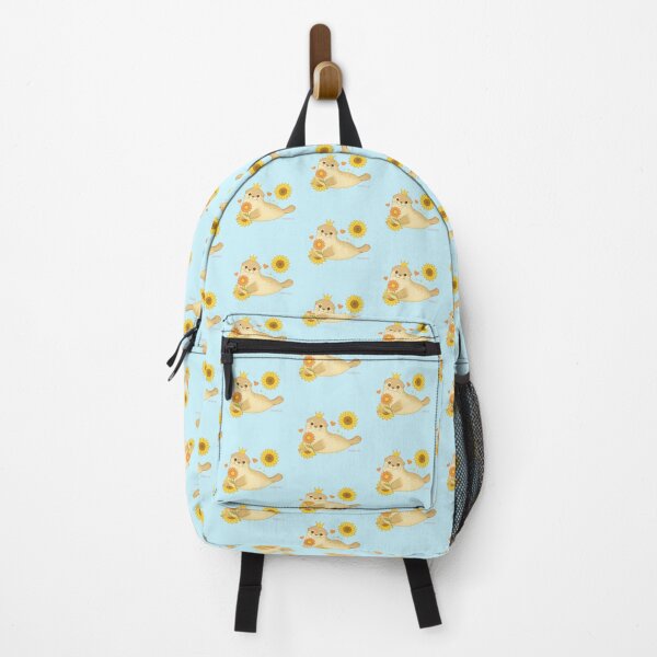 Item preview, Pastel Seal with Sunflowers - Solid Blue designed and sold by HIMEKARI.