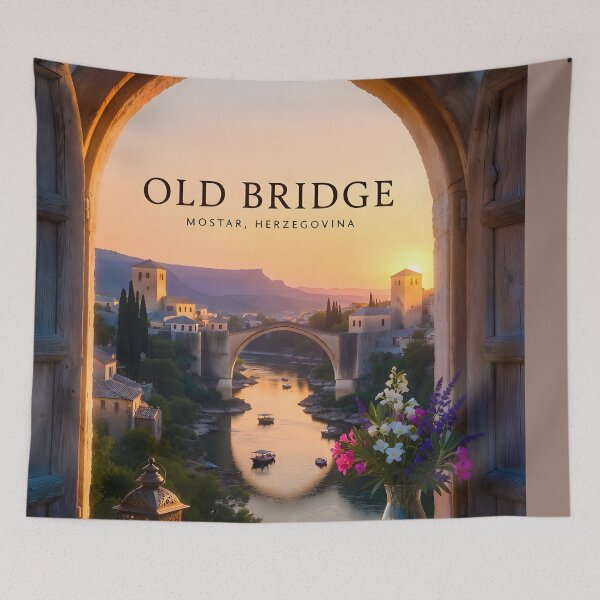 Item preview, Copy of Ai Illustration Vintage Travel Poster of Mostar – Timeless Stari Most & Neretva River Beauty designed and sold by TrendSh0p.