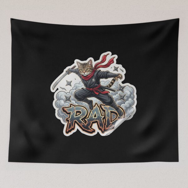 Item preview, Ninja Cat Assassin Graphic: Action-Packed Samurai Cat with Katana designed and sold by FluffinCool.