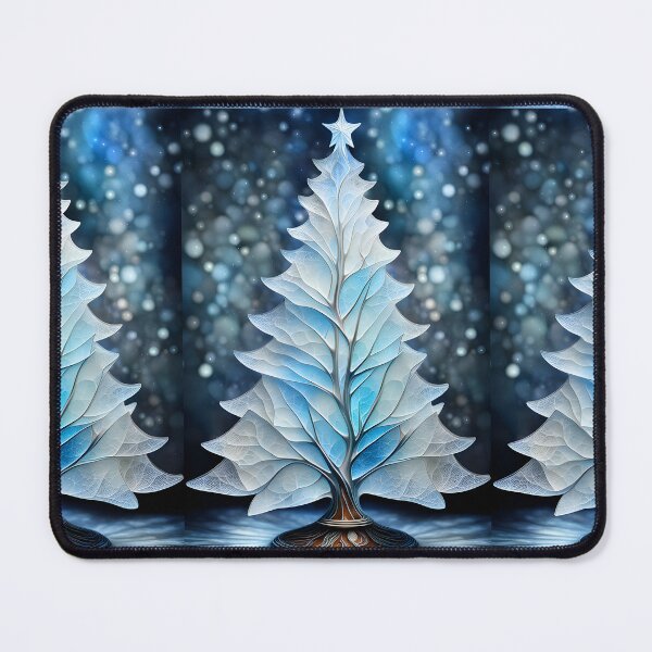 Item preview, SEASONS GREETING CHRISTMAS TREE Blue Sapphire Stained Glass Bejeweled Art Print on Demand ~Winter Wonderland Party Decoration~Birthday Gift~Favor designed and sold by Spinning Plates 360.