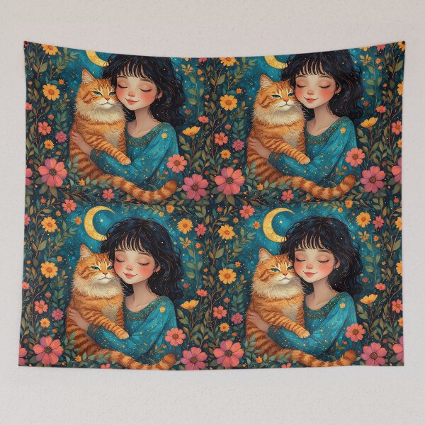Item preview, Beautiful girl with a cat. designed and sold by Natalia-Vlad.