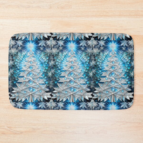 Item preview, SEASONS GREETING CHRISTMAS TREE Blue Sapphire Stained Glass Bejeweled Art Print on Demand ~Winter Wonderland Party Decoration~Birthday Gift~Favor designed and sold by Spinning Plates 360.