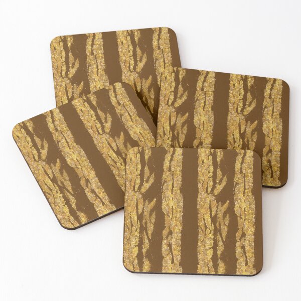 Item preview, Gold Glitter Zebra Stripes on Brown Background designed and sold by SassyArtistry.