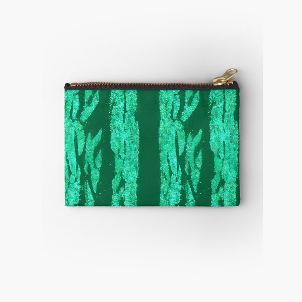 Item preview, Teal Glitter Zebra Stripes on Deep Green Background designed and sold by SassyArtistry.