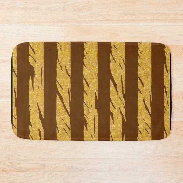 Item preview, Gold Glitter Zebra Stripes on Brown Background designed and sold by SassyArtistry.