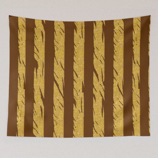 Item preview, Gold Glitter Zebra Stripes on Brown Background designed and sold by SassyArtistry.