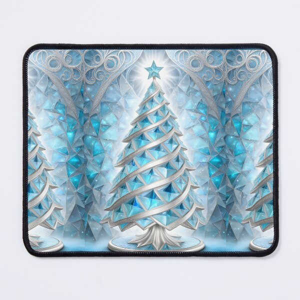 Item preview, SEASONS GREETING CHRISTMAS TREE Blue Sapphire Stained Glass Bejeweled Art Print on Demand ~Winter Wonderland Party Decoration~Birthday Gift~Favor designed and sold by Spinning Plates 360.