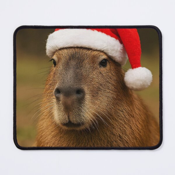 Item preview, Santabara: Cute Adult Capybara with Red Santa Hat designed and sold by EmeraldeaArt.