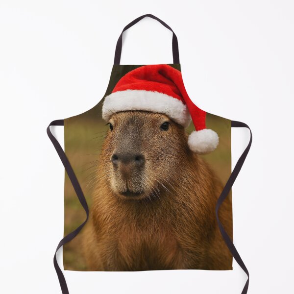 Item preview, Santabara: Cute Adult Capybara with Red Santa Hat designed and sold by EmeraldeaArt.