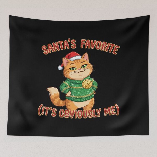 Item preview, Santa’s Favorite (It’s Obviously Me) – Smug Christmas Cat Tee – Funny Holiday Gift 2025 – Ugly Sweater Alternative designed and sold by FluffinCool.