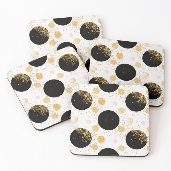 Item preview, Black Circles with Gold Glitter Dust Pattern designed and sold by SassyArtistry.