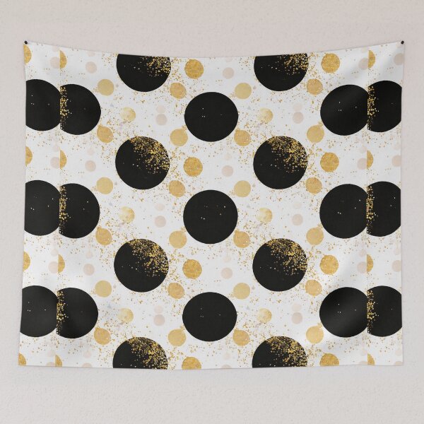 Item preview, Black Circles with Gold Glitter Dust Pattern designed and sold by SassyArtistry.