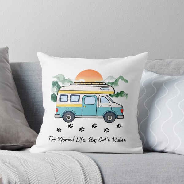 Aperçu de l'œuvre La vie nomade, selon les règles du chat. Un camping-car et un design de chat amusants créée et vendue par SofikoDesigns.
