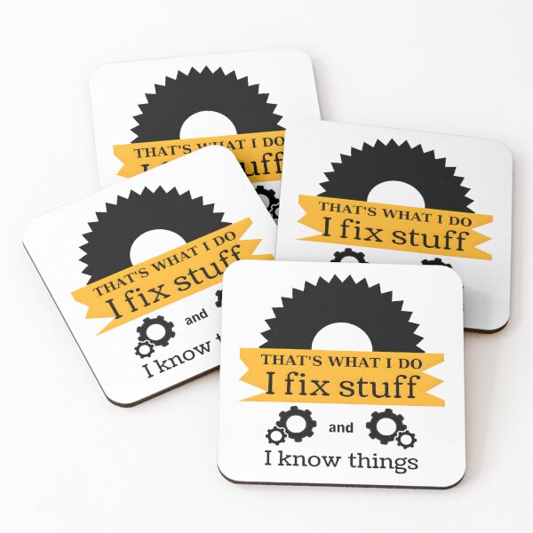 Item preview, I Fix Stuff and I Know Things – Gear Mechanic Quote Design designed and sold by CalmDownZone ⭐️⭐️⭐️⭐️⭐️.