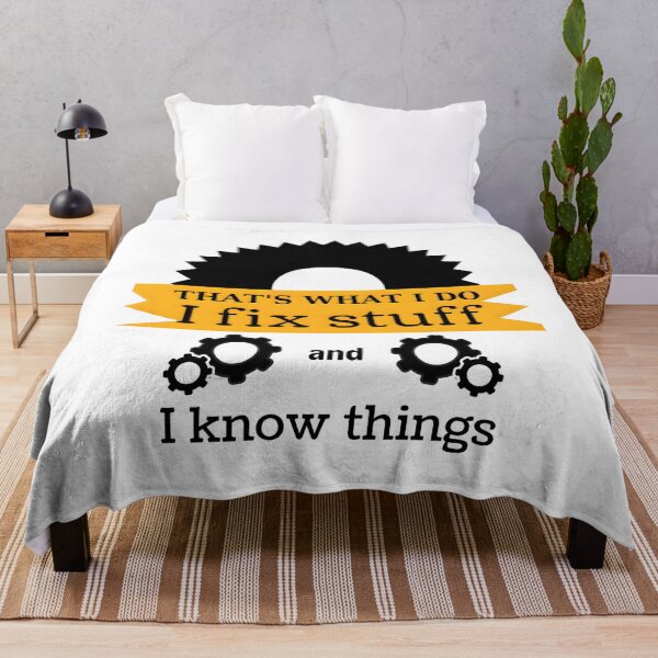 Item preview, I Fix Stuff and I Know Things – Gear Mechanic Quote Design designed and sold by CalmDownZone ⭐️⭐️⭐️⭐️⭐️.