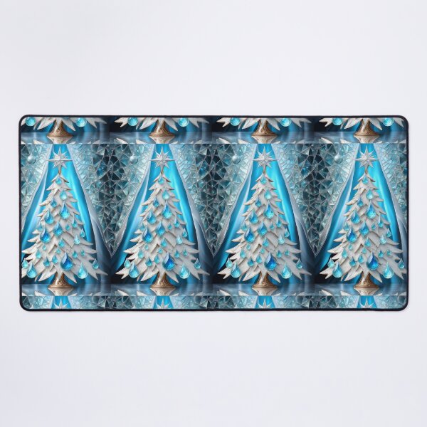 Item preview, SEASONS GREETING CHRISTMAS TREE Blue Sapphire Stained Glass Art Print on Demand ~Winter Wonderland Party Decoration~Birthday Gift~Favor designed and sold by Spinning Plates 360.