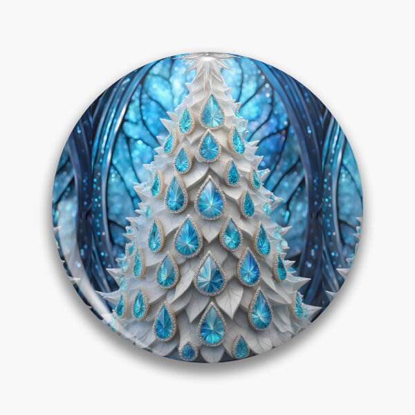 Item preview, SEASONS GREETING CHRISTMAS TREE Blue Sapphire Stained Glass Art Print on Demand ~Winter Wonderland Party Decoration~Birthday Gift~Favor designed and sold by Spinning Plates 360.