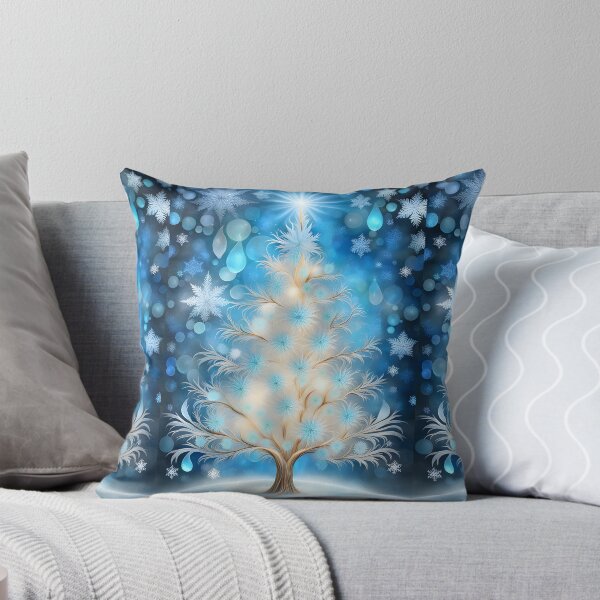 Item preview, SEASONS GREETING CHRISTMAS TREE Blue Sapphire Stained Glass Art Print on Demand ~ Starry Night Winter Wonderland Party Decoration~Birthday Gift~Favor designed and sold by Spinning Plates 360.