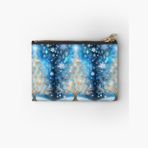 Item preview, SEASONS GREETING CHRISTMAS TREE Blue Sapphire Stained Glass Art Print on Demand ~ Starry Night Winter Wonderland Party Decoration~Birthday Gift~Favor designed and sold by Spinning Plates 360.