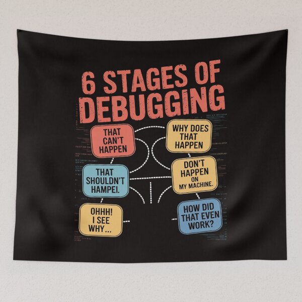 Item preview, 6 Stages of Debugging Full Stack Coder Software Developer designed and sold by MelSurf.