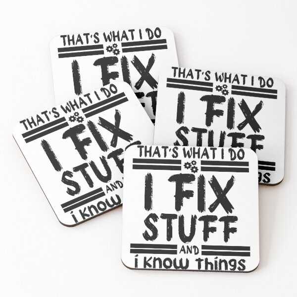 Item preview, I Fix Stuff and I Know Things – Minimal Black Mechanic Design designed and sold by CalmDownZone ⭐️⭐️⭐️⭐️⭐️.