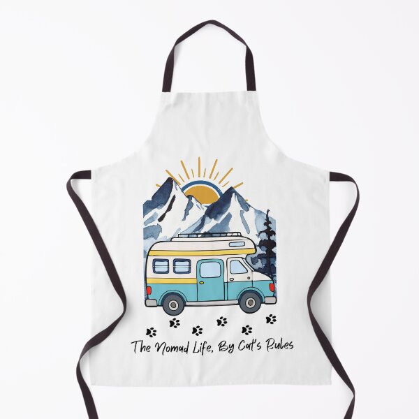 Aperçu de l'œuvre La vie nomade, selon les règles du chat. Un camping-car et un design de chat amusants créée et vendue par SofikoDesigns.