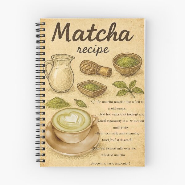 Item preview, Vintage Matcha Latte Recipe - Rustic Green Tea Kitchen Illustration designed and sold by Eli&co.
