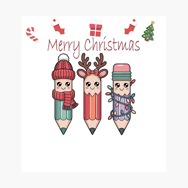 Aperçu de l'œuvre Guirlande lumineuse de Noël en forme de crayon, crayon renne amusant pour Noël créée et vendue par Brettgison.