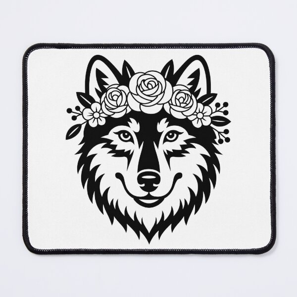 Item preview, Wolf with Flower Crown designed and sold by theartfulaspie.