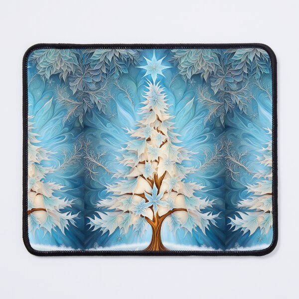Item preview, SEASONS GREETING CHRISTMAS TREE Blue Sapphire Stained Glass Art Print on Demand ~Winter Wonderland Party Decoration~Birthday Gift~Favor designed and sold by Spinning Plates 360.