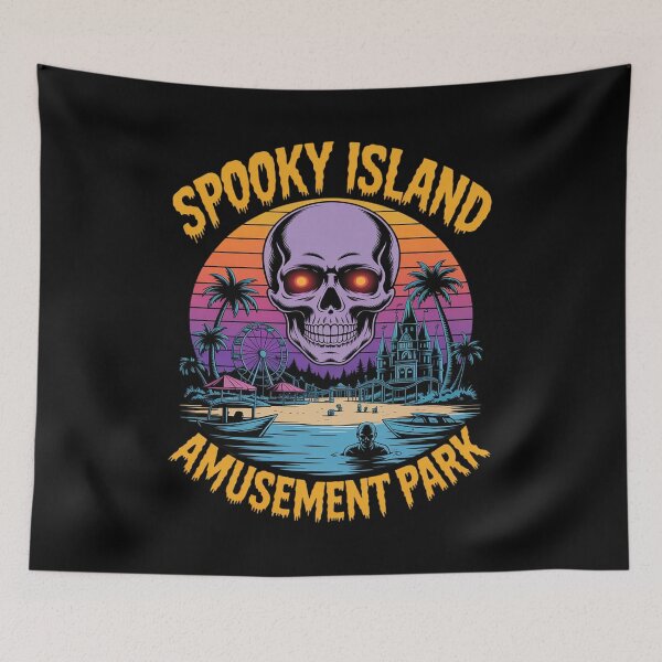 Item preview, Spooky Island Amusement Park Skull Resort Sunset designed and sold by ShelFisher.
