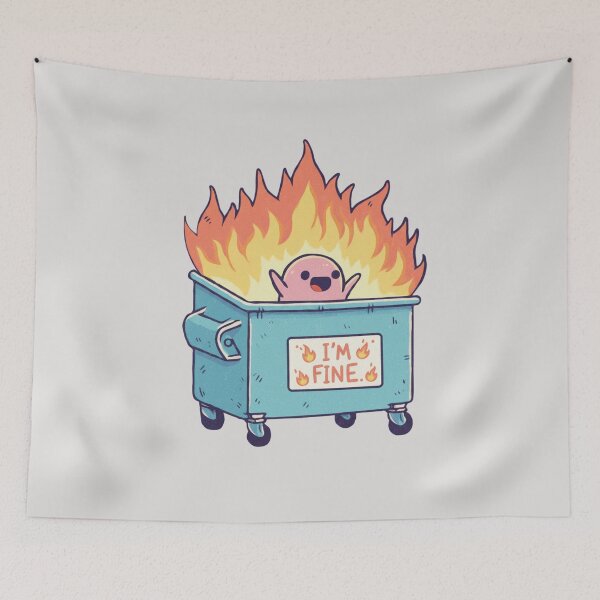 Item preview, I'M FINE Dumpster Fire - Ironic Humor Meme designed and sold by ArtPandax.