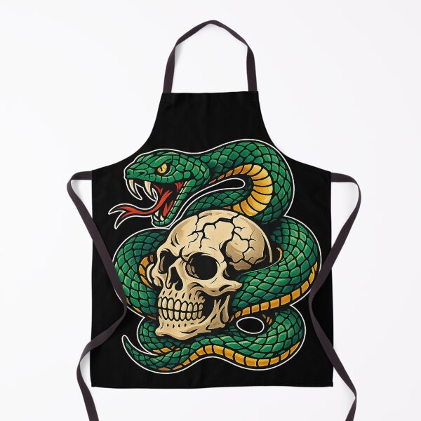 Item preview, Venomous Green Snake Coiled Around Skull | Neo-Traditional Tattoo Art designed and sold by uNORTHODOX72.