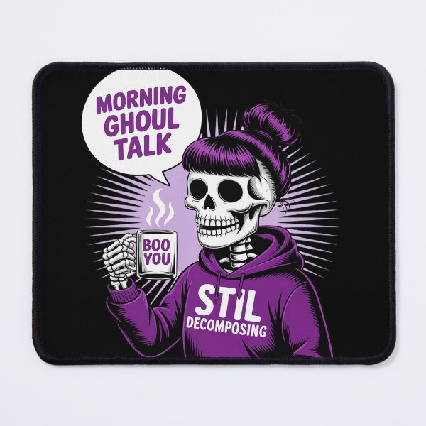 Item preview, Spooky Podcast Skeleton Coffee Goth Girl designed and sold by Sandrhaus.