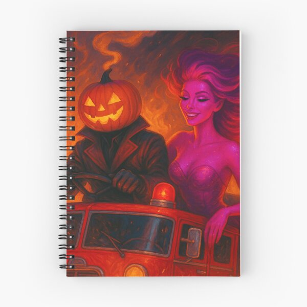 Item preview, Headless Horseman & Fire Goddess Ride: Fantasy Flames Art Print Illustration designed and sold by TheHorsemanRidesAgain.