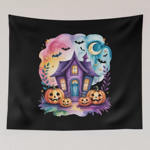 Item preview, Spooky Season Pumpkin Ghost Neon Halloween Boho Watercolor designed and sold by Sandrhaus.