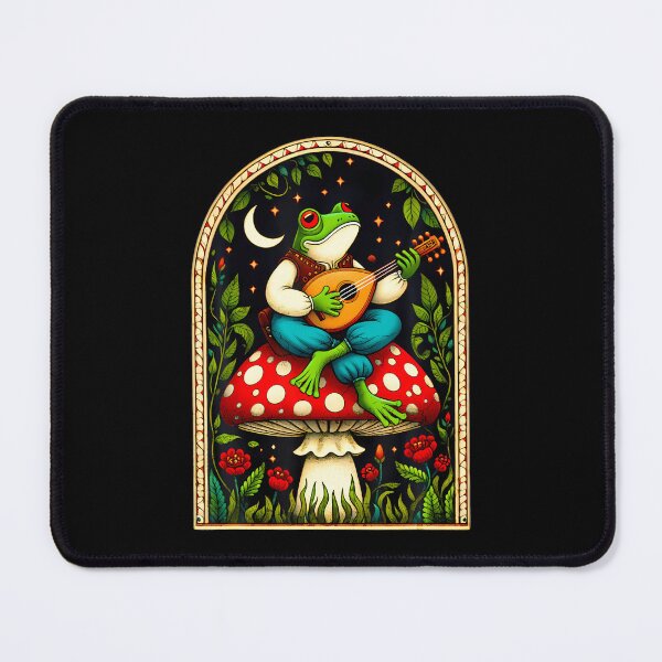 Item preview, Cottagecore Aesthetic Frog Playing Banjo On Mushroom Cute designed and sold by TashiaJerrie.