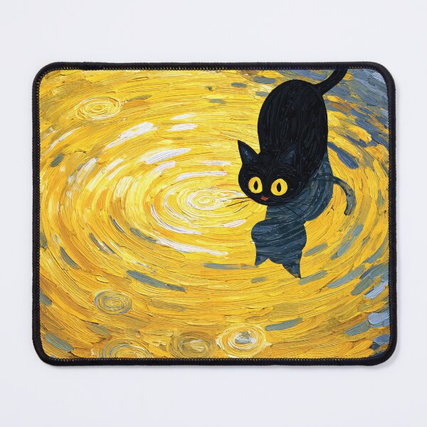 Item preview, Black Cat Walking On Yellow And Blue Water designed and sold by Cat-Wave-Dream.