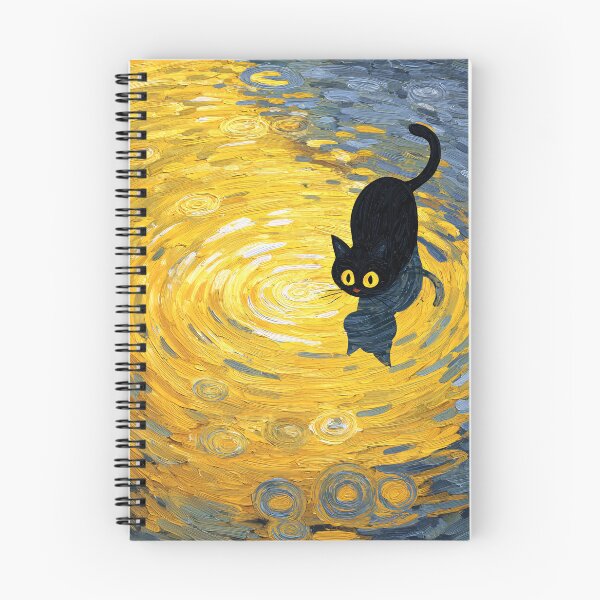 Item preview, Black Cat Walking On Yellow And Blue Water designed and sold by Cat-Wave-Dream.