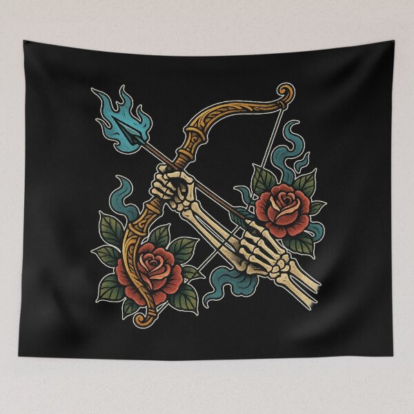 Item preview, Skeletal Archer Sagittarius Bow & Arrow | Neo-Traditional Tattoo Art designed and sold by uNORTHODOX72.