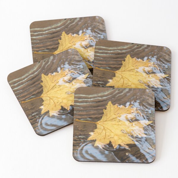 Item preview, Yellow Autumn Leaf Gliding on Rippling Water designed and sold by Georgia Mizuleva.